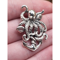 Echt zilveren hanger Inktvis met Anker 